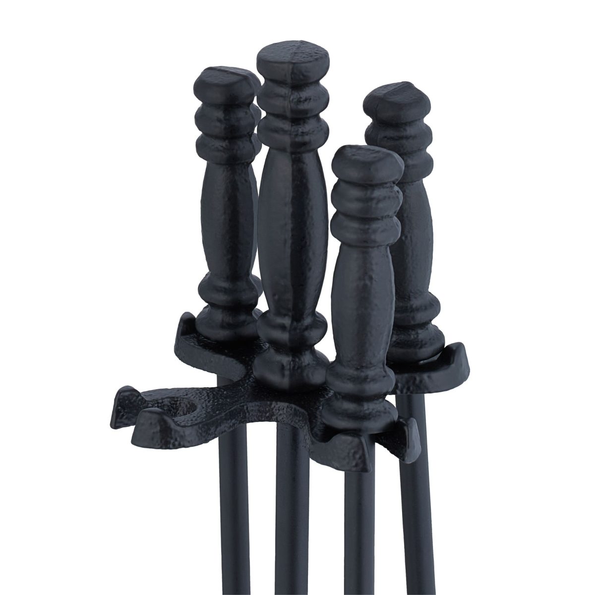 Set accesorii pentru semineu, 5 piese cu suport, 58 x 16 x 16 cm, negru - imagine 9