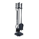 Set accesorii pentru semineu, 5 piese cu suport, 81 x 19 x 19 cm