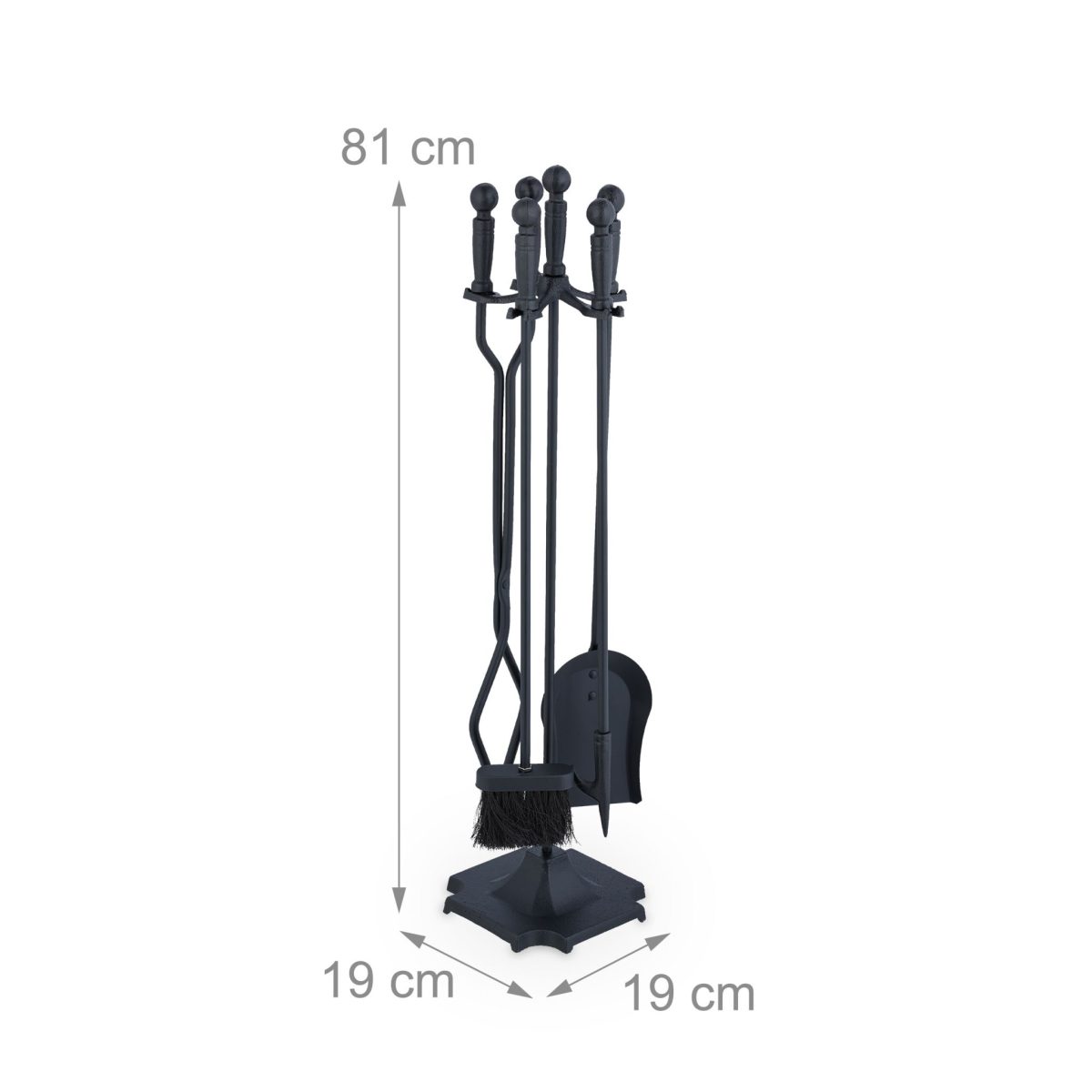 Set accesorii pentru semineu, 5 piese cu suport, 81 x 19 x 19 cm - imagine 4