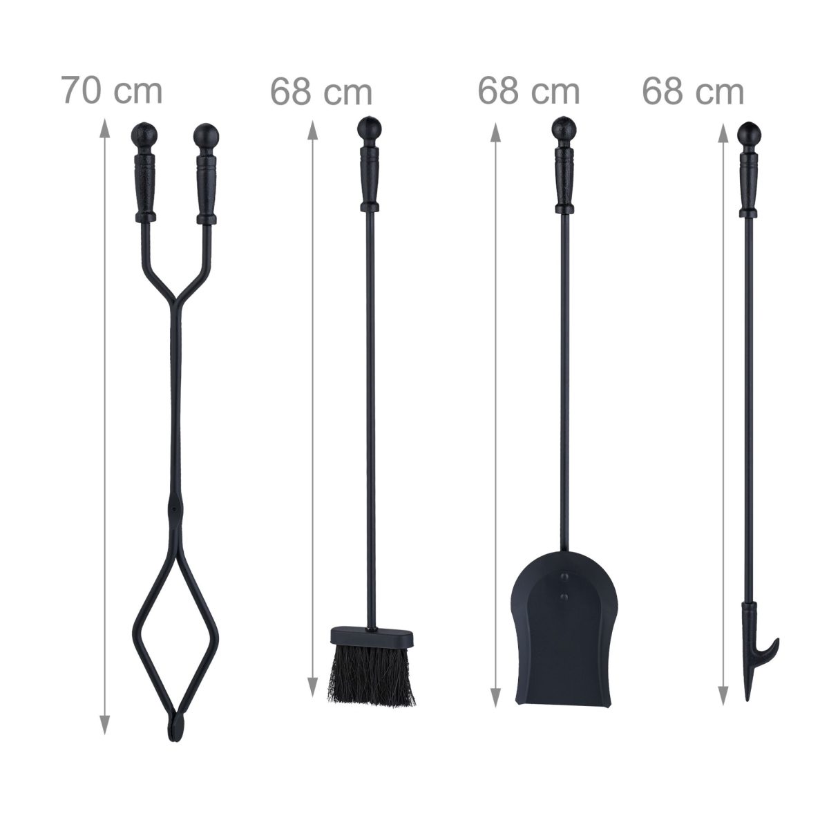 Set accesorii pentru semineu, 5 piese cu suport, 81 x 19 x 19 cm - imagine 5