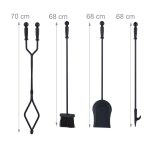 Set accesorii pentru semineu, 5 piese cu suport, 81 x 19 x 19 cm - imagine 5