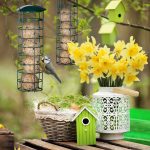 Set de 3 recipiente pentru hrana pasari, fier, verde, 31 x 8,5 cm - imagine 2