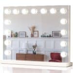 Oglinda cu iluminare LED de 3 culori, senzor tactil, cadru MDF, alb, 58 x 43 cm