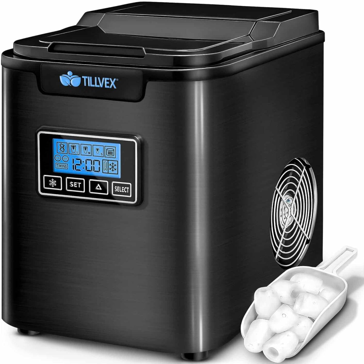 Masina de cuburi de gheata, 12-15 kg/24h, timp de productie 8 minute, rezervor de apa 2,1, display LCD, negru - imagine 8