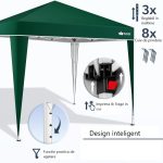 Pavilion impermeabil, cu protectie UV pentru gradina/terasa/curte, Tillvex, poliester, 3x3x2,5, verde - imagine 2