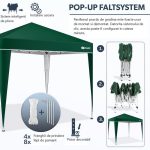 Pavilion impermeabil, cu protectie UV pentru gradina/terasa/curte, Tillvex, poliester, 3x3x2,5, verde - imagine 4