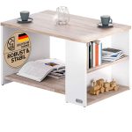 Masuta de cafea, CASARIA®, rafturi, PAL, alb/natur, 90 x 59 x 47,5 cm
