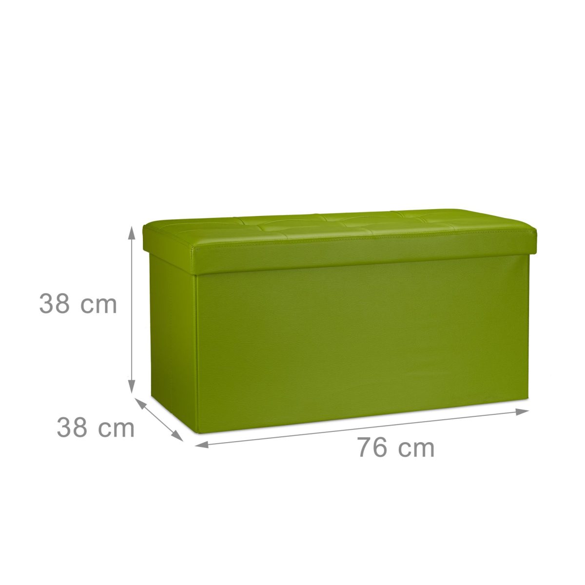 Taburet pliabil, piele ecologica, 38 x 76 x 38 cm, cu spatiu depozitare, verde - imagine 4