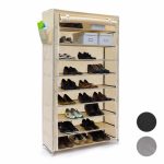 Pantofar tip dulap, Relaxdays, pentru 45 de perechi, bej, 161 x 88 x 30 cm