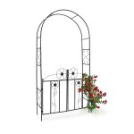 Arcada metalica cu poarta, 228 x 116 x 36,5 cm, negru, Relaxdays