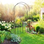 Arcada metalica cu poarta, 228 x 116 x 36,5 cm, negru, Relaxdays - imagine 2
