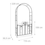 Arcada metalica cu poarta, 228 x 116 x 36,5 cm, negru, Relaxdays - imagine 4