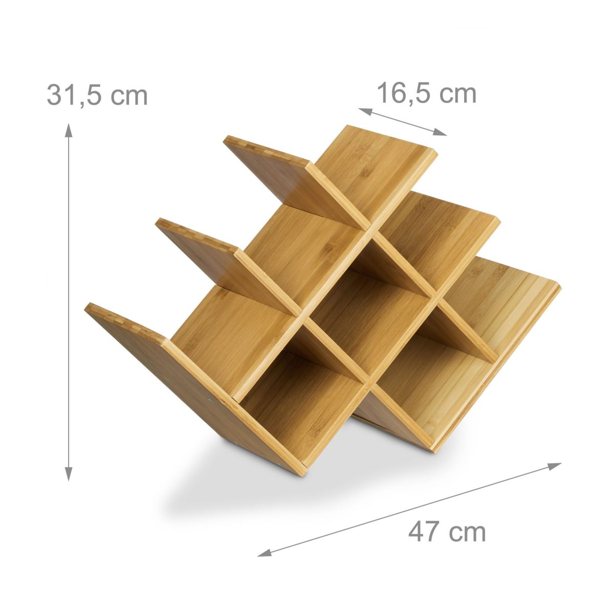 Suport pentru sticle de vin, capacitate 8 sticle, bambus, 31 x 47 x 16 cm, Relaxdays - imagine 5