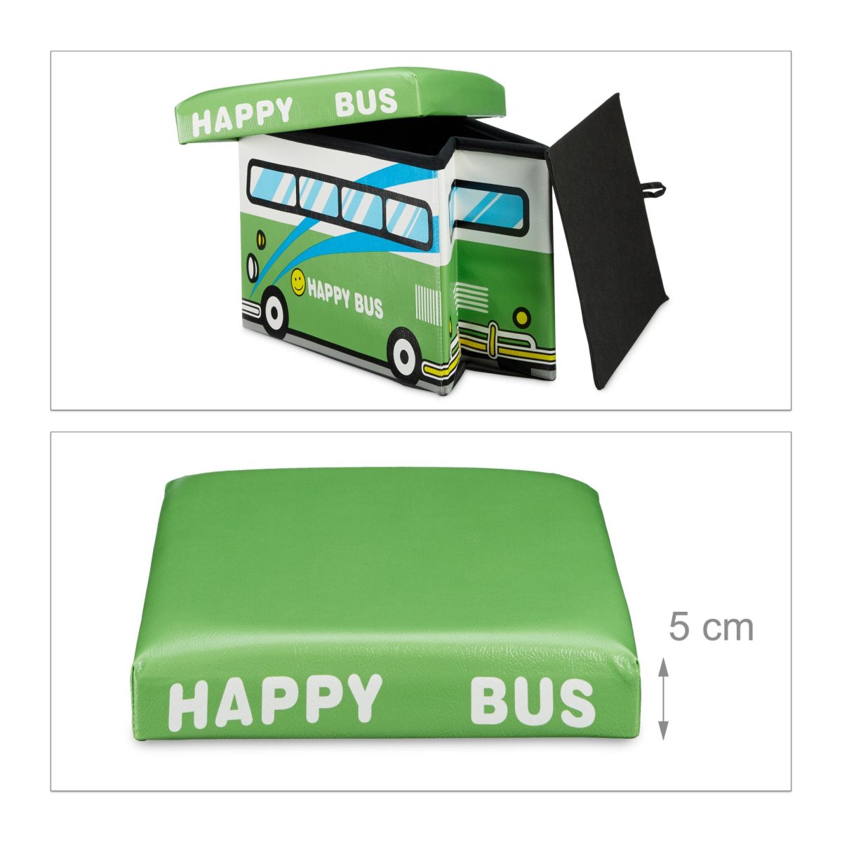Taburet pliabil Relaxdays, Happy bus, multicolor, 32 x 48 x 32 cm - imagine 5