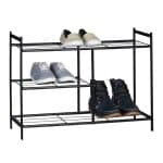Suport de pantofi cu 3 niveluri, Relaxdays, capacitate pana la 6 perechi pantofi, negru