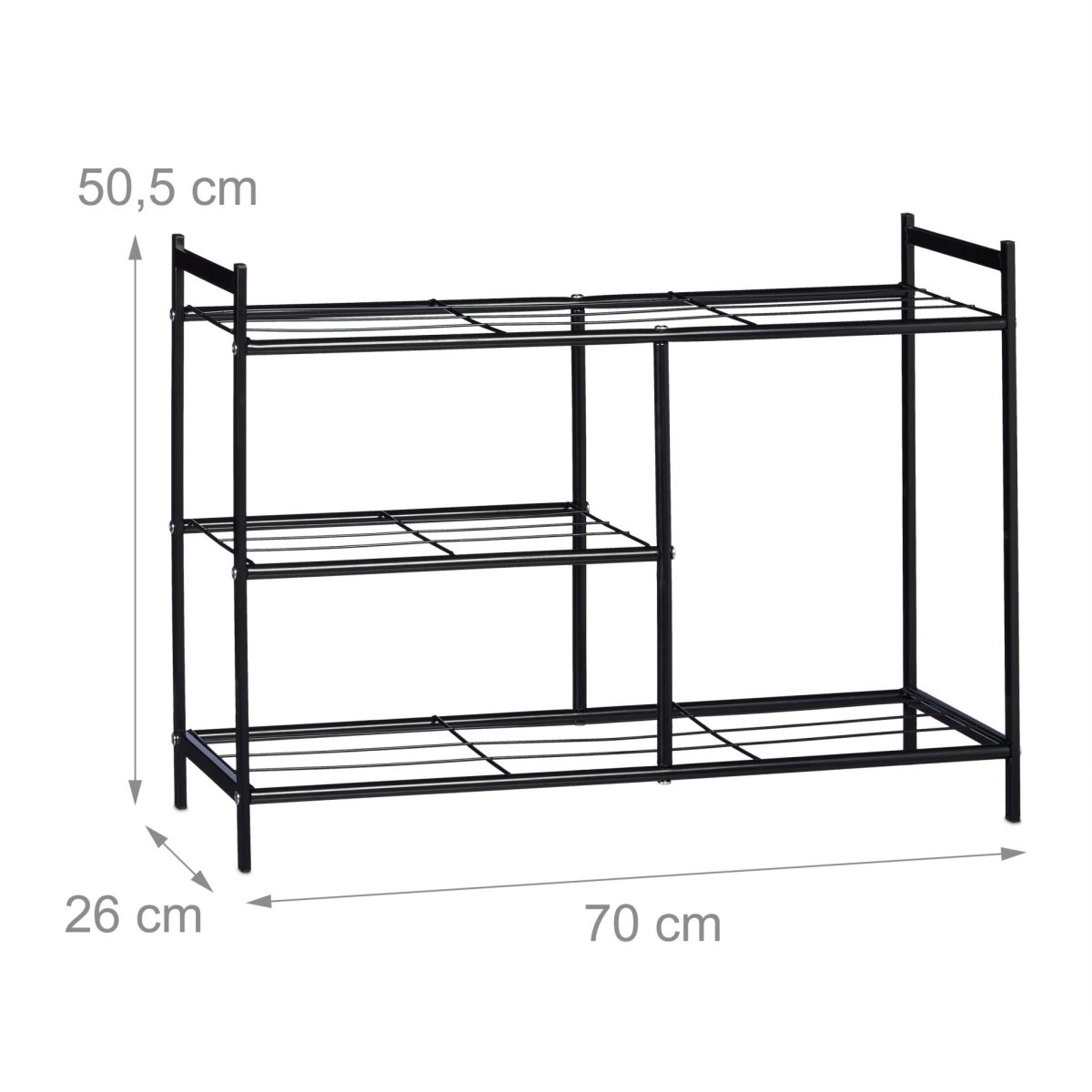 Suport de pantofi cu 3 niveluri, Relaxdays, capacitate pana la 6 perechi pantofi, negru - imagine 3