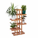 Suport pentru flori, fabricat din lemn de brad, maro deschis, dimensiuni 125 x 81 x 25 cm, Relaxdays