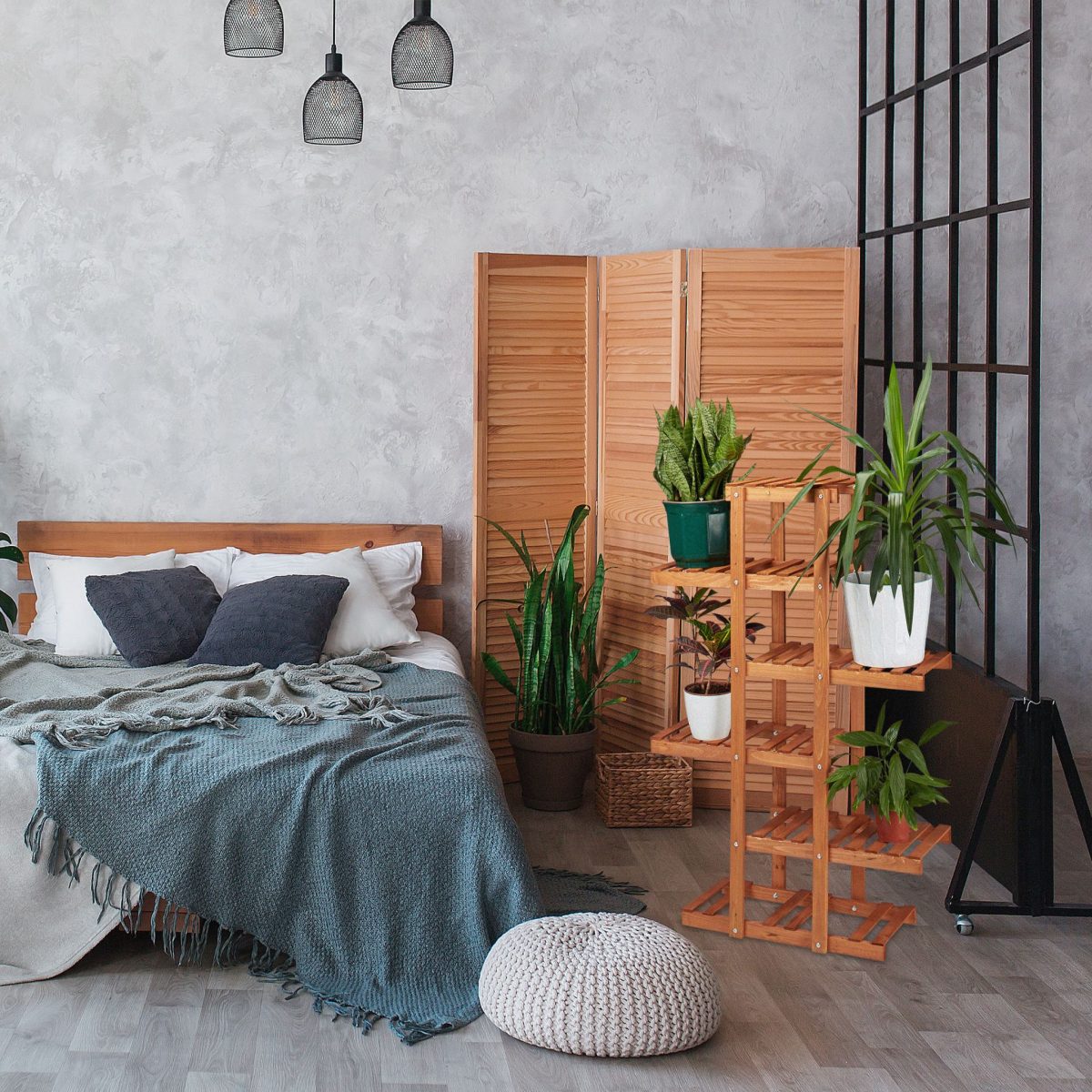 Suport pentru flori, fabricat din lemn de brad, maro deschis, dimensiuni 125 x 81 x 25 cm, Relaxdays - imagine 2