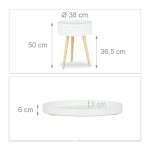 Masuta de cafea, cu tava, rotunda, 50 x 38 x 38 cm, din lemn, alb/maro - imagine 4