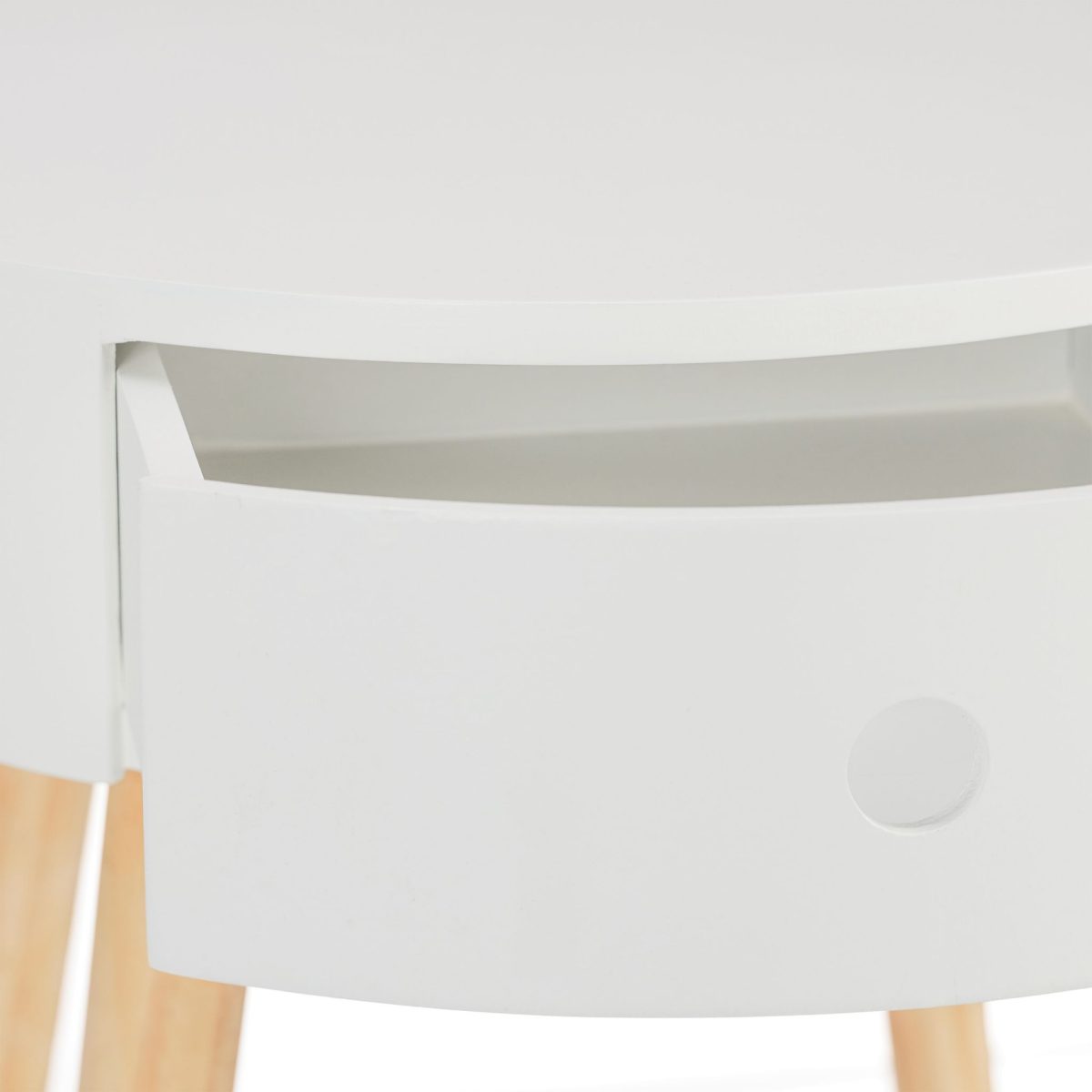 Masuta cafea rotunda, cu sertar, lemn/MDF, alb/maro, 52 x 40 cm - imagine 6