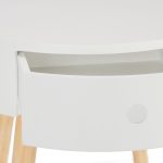 Masuta cafea rotunda, cu sertar, lemn/MDF, alb/maro, 52 x 40 cm - imagine 6