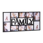 Rama foto tip colaj 10 imagini, 36,5 x 72 x 2 cm, negru, Relaxdays
