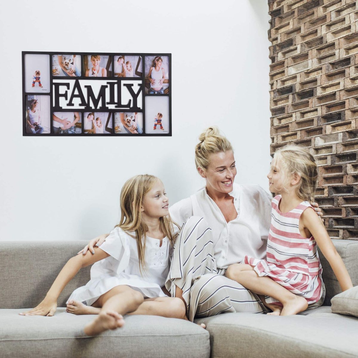 Rama foto tip colaj 10 imagini, 36,5 x 72 x 2 cm, negru, Relaxdays - imagine 2