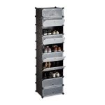 Dulap depozitare cu 10 rafturi, Relaxdays, negru, 176 x 49 x 37 cm