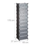 Dulap depozitare cu 10 rafturi, Relaxdays, negru, 176 x 49 x 37 cm - imagine 3