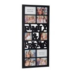 Rama foto tip colaj 10 imagini, family and friends, 74,5 x 35 x 2 cm, negru, Relaxdays