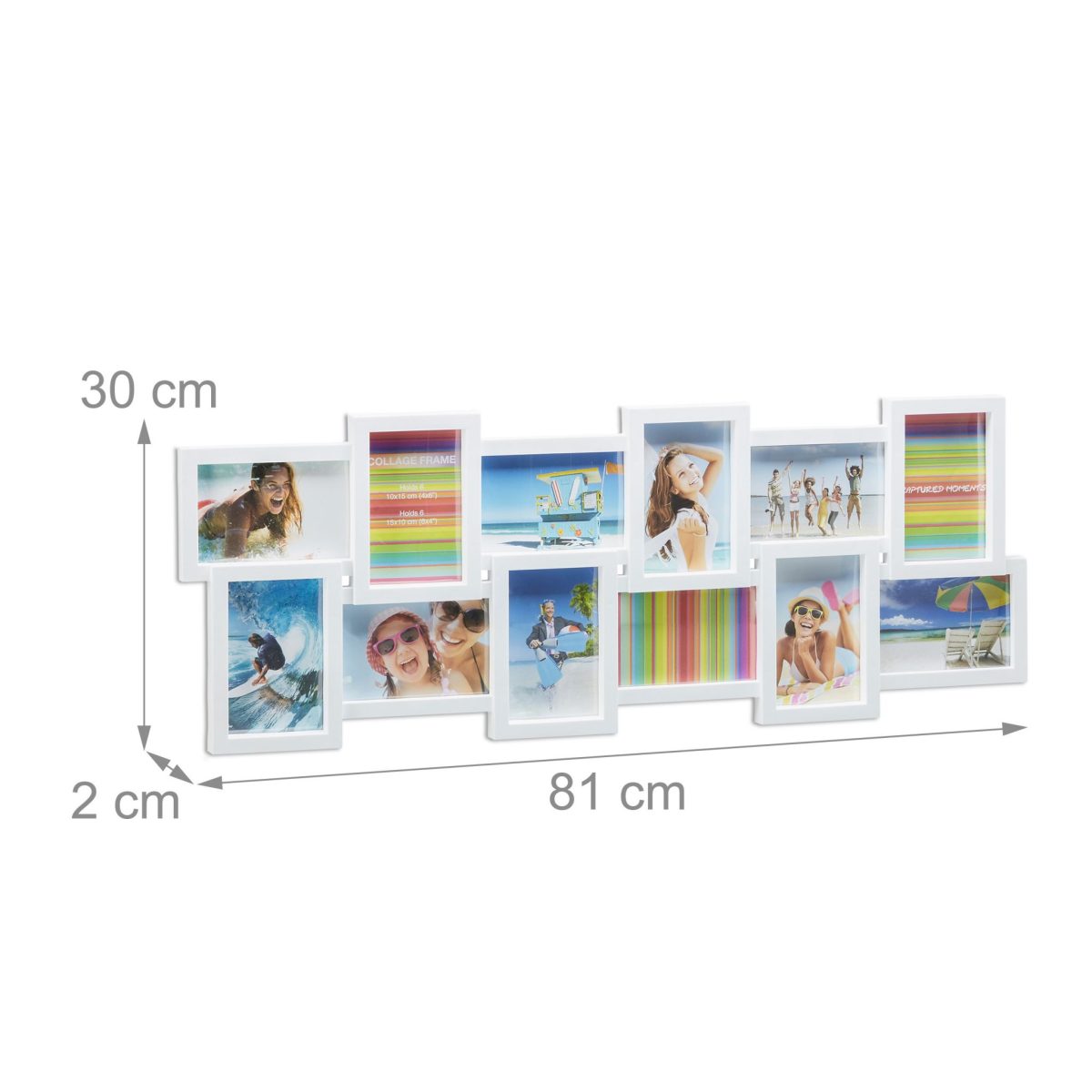 Rame foto, colaj 12 poze, Alb, 81 x 30 cm - imagine 5