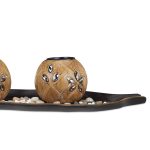 Set decorativ suport pentru 3 lumanari, maro deschis/inchis, dimensiuni 8,5 x 50,5 x 16,5 cm, Relaxdays - imagine 8