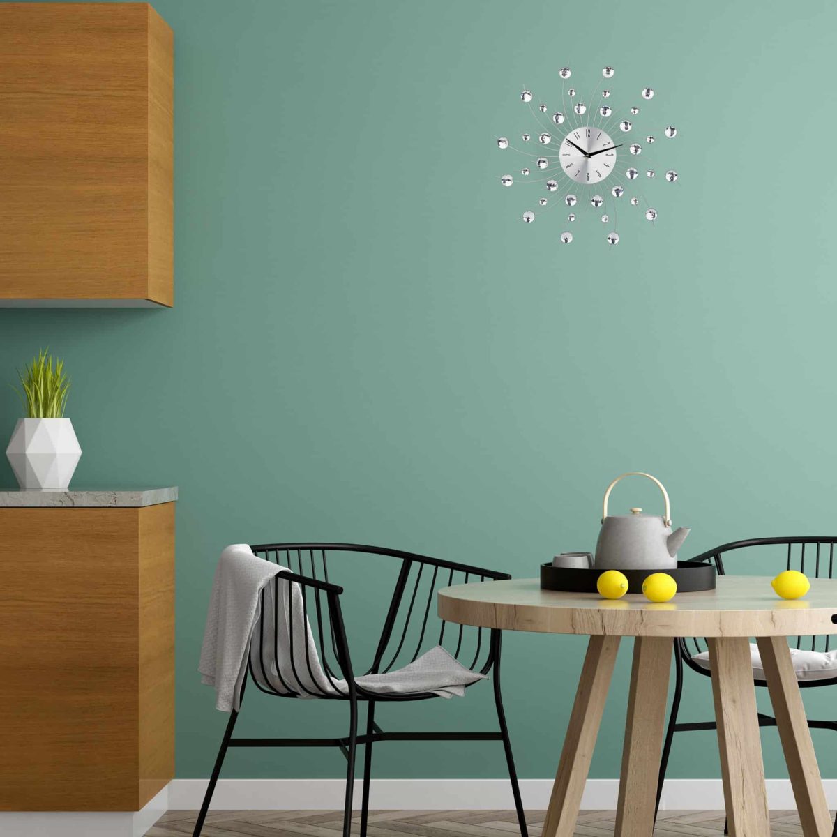 Ceas de perete, argintiu, dimensiuni 50 x 50 x 4 cm, Relaxdays - imagine 3