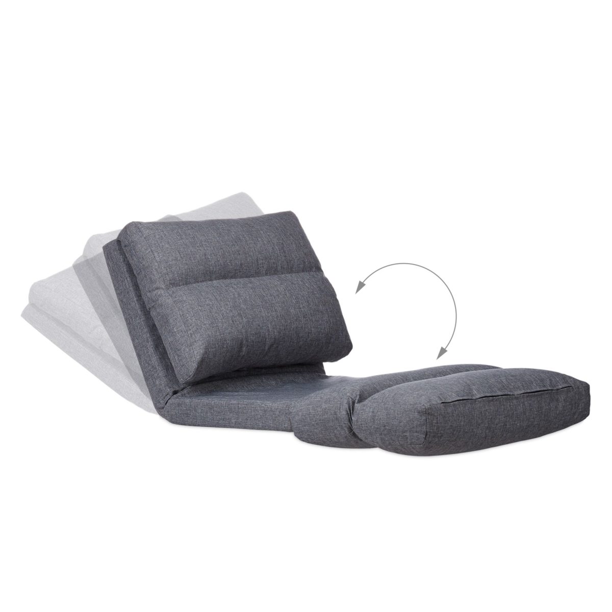 Fotoliu de podea extensibil Relaxdays, spatar reglabil pe 9 niveluri, gri, din MDF si spuma, 60x130x55 cm - imagine 7