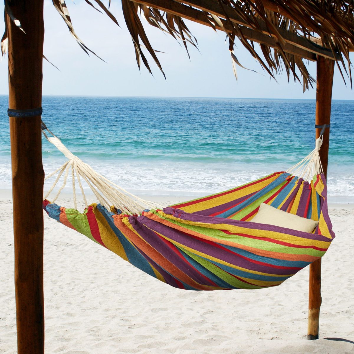 Hamac XXL, bumbac, capacitate 300kg, 150cm x 200cm, multicolor, Relaxdays - imagine 3