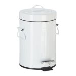 Cos de gunoi Relaxdays, alb, cu pedala, din metal, 3 l
