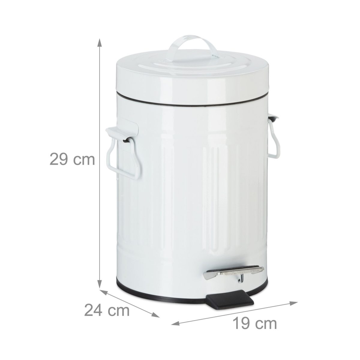 Cos de gunoi Relaxdays, alb, cu pedala, din metal, 3 l - imagine 4
