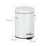 Cos de gunoi Relaxdays, alb, cu pedala, din metal, 3 l - imagine 4