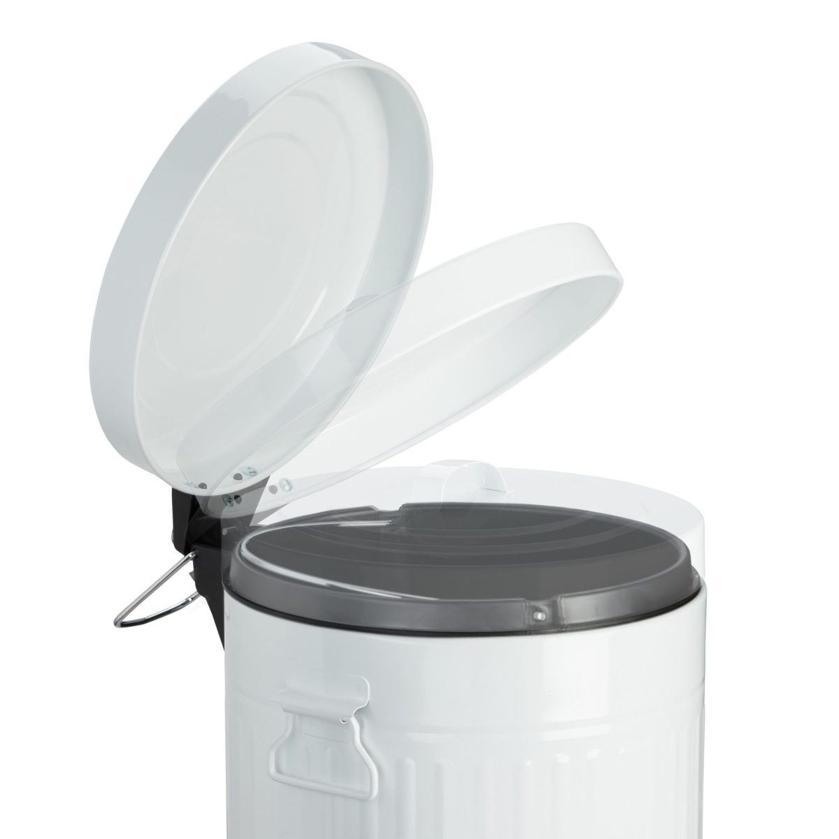 Cos de gunoi Relaxdays, alb, cu pedala, din metal, 3 l - imagine 2
