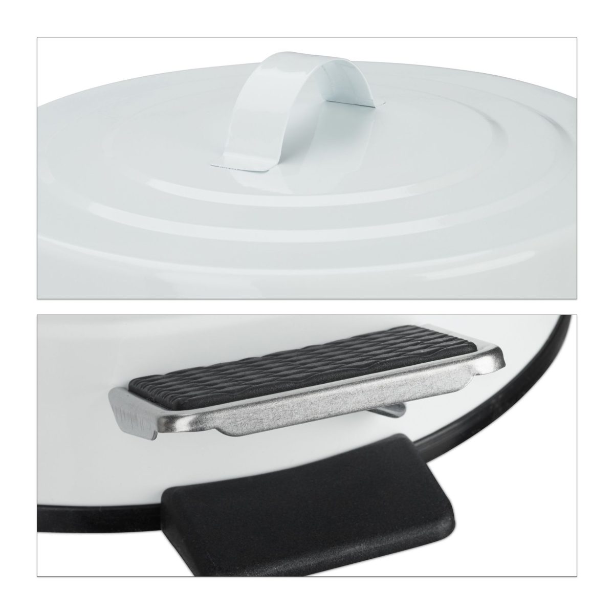 Cos de gunoi Relaxdays, alb, cu pedala, din metal, 3 l - imagine 7