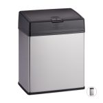 Cos de gunoi dreptunghiular, cu capac, 3 L, negru/argintiu, 18 x 11 x 23 cm - imagine 2