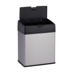 Cos de gunoi dreptunghiular, cu capac, 3 L, negru/argintiu, 18 x 11 x 23 cm