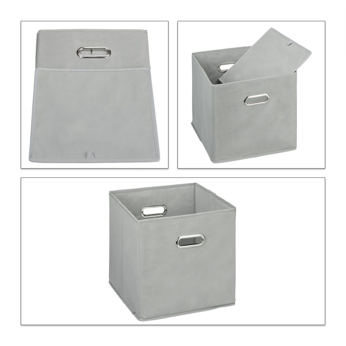 Set 2 cutii depozitare Relaxdays, 27 l, gri, 30 x 30 x 30 cm - imagine 4