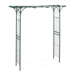 Pergola din fier pentru flori cataratoare, 205 x 202 x 52 cm, verde inchis, Relaxdays