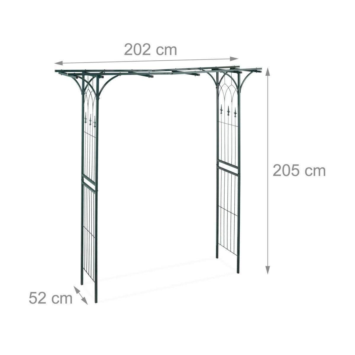 Pergola din fier pentru flori cataratoare, 205 x 202 x 52 cm, verde inchis, Relaxdays - imagine 4