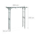 Pergola din fier pentru flori cataratoare, 205 x 202 x 52 cm, verde inchis, Relaxdays - imagine 4