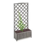 Jardiniera cu spalier pentru flori cataratoare, lemn de brad, gri, 150 x 70 x 30 cm