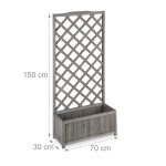 Jardiniera cu spalier pentru flori cataratoare, lemn de brad, gri, 150 x 70 x 30 cm - imagine 3