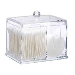 Organizator pentru dischete si betisoare cosmetice, acril, transparent, 13 x 15 x 11 cm