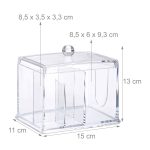 Organizator pentru dischete si betisoare cosmetice, acril, transparent, 13 x 15 x 11 cm - imagine 4